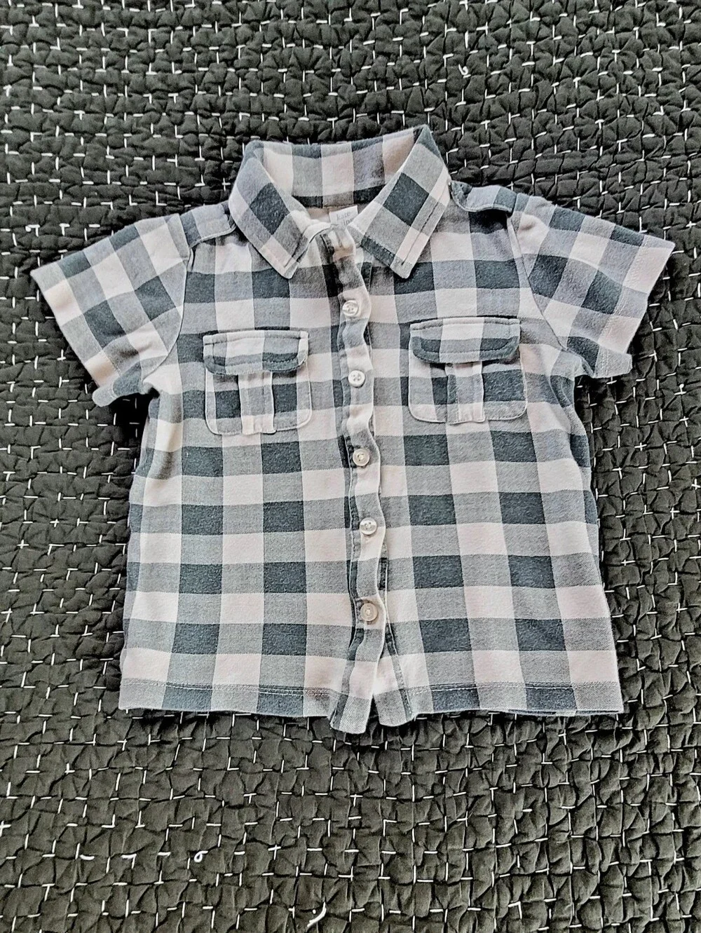 kate quinn Short-Sleeve Button-Front Plaid Shirt - Green & White Check